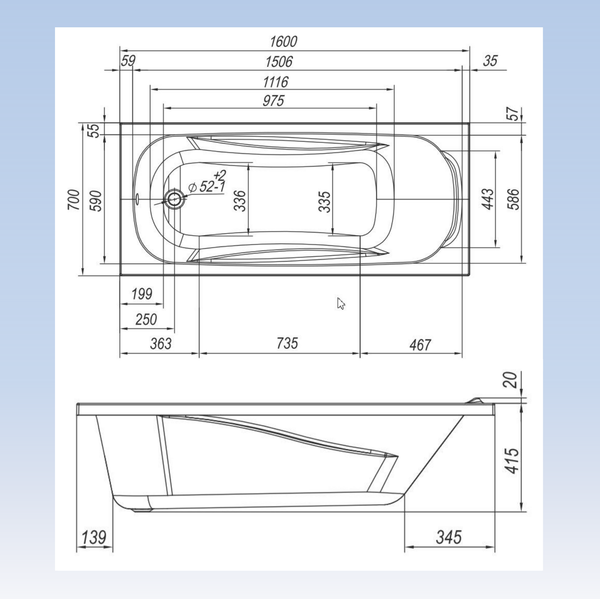 Ванна акриловая Ventospa Serena LA 160x70 (с каркасом и экраном) Ванна акриловая Ventospa Serena LA 160x70 (с каркасом и экраном)
