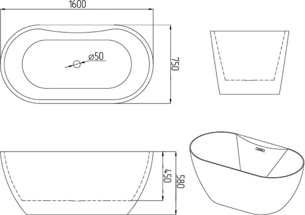 Ванна акриловая Grossman Classic GR-12501-1 160x75 (со смесителем) Ванна акриловая Grossman Classic GR-12501-1 160x75 (со смесителем)