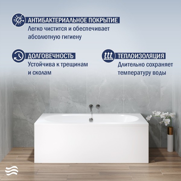 Ванна акриловая Lauter Ava 170x75 / 21208070 (с ножками и лицевым экраном) Ванна акриловая Lauter Ava 170x75 / 21208070 (с ножками и лицевым экраном)