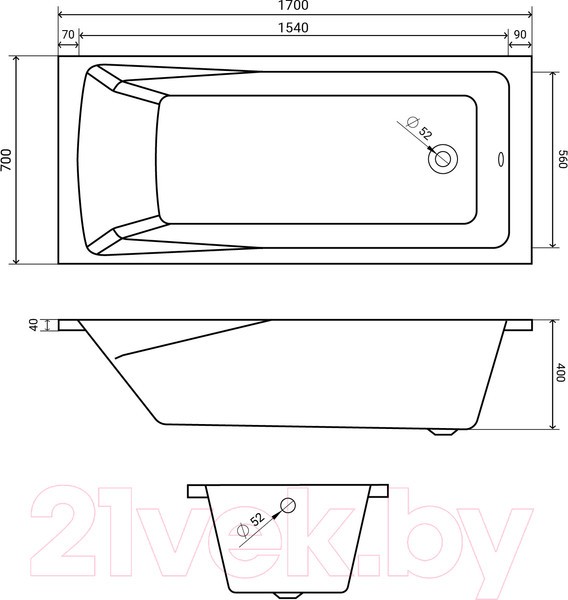 Ванна акриловая Lauter Aurora 170x70 / 21010070 (с ножками) Ванна акриловая Lauter Aurora 170x70 / 21010070 (с ножками)