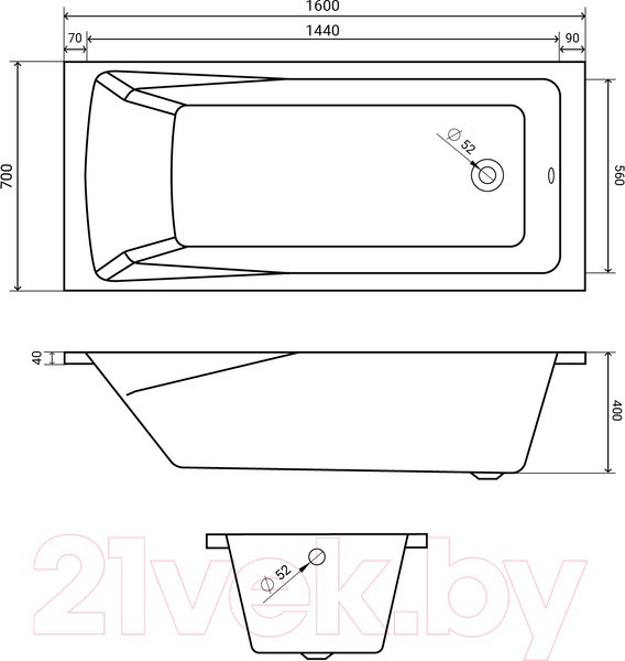 Ванна акриловая Lauter Aurora 160x70 / 21010060 (с ножками) Ванна акриловая Lauter Aurora 160x70 / 21010060 (с ножками)