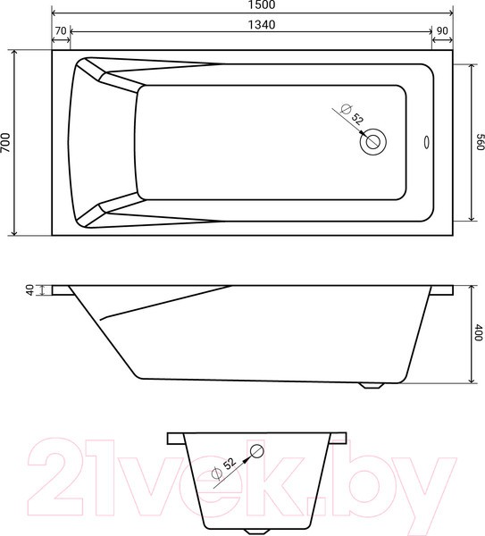 Ванна акриловая Lauter Aurora 150x70 / 21010050 (с ножками) Ванна акриловая Lauter Aurora 150x70 / 21010050 (с ножками)
