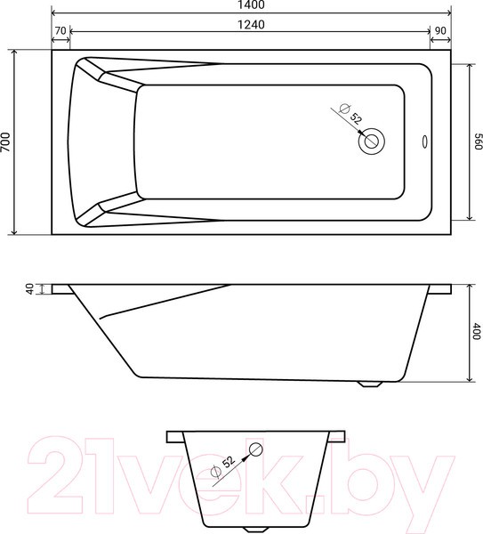 Ванна акриловая Lauter Aurora 140x70 / 21010040 (с ножками) Ванна акриловая Lauter Aurora 140x70 / 21010040 (с ножками)