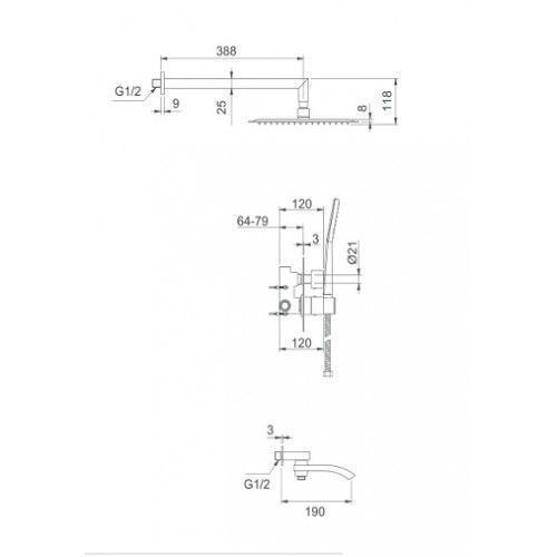 Душевая система Gappo G7107-40 хром Душевая система Gappo G7107-40 хром