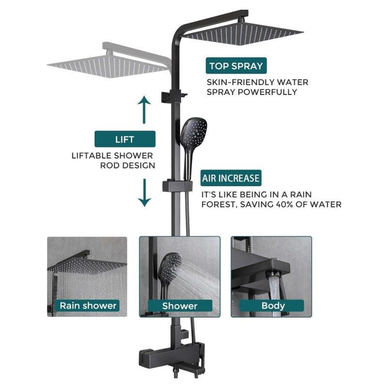 Душевая система Gappo G2417-9 оружейная сталь Душевая система Gappo G2417-9 оружейная сталь