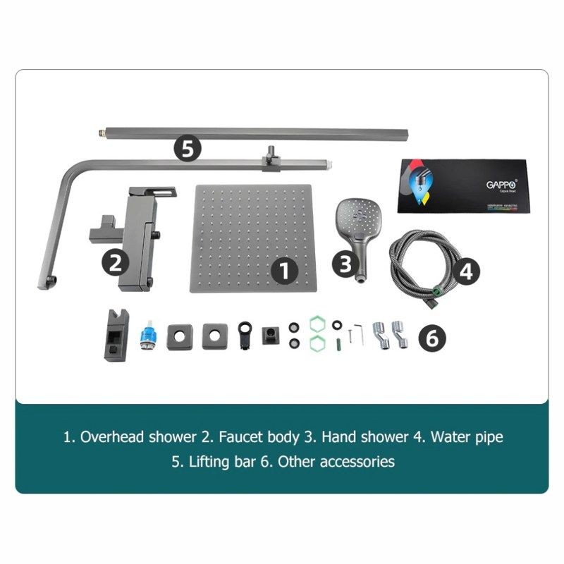 Душевая система Gappo G2417-9 оружейная сталь Душевая система Gappo G2417-9 оружейная сталь