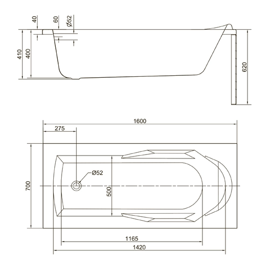 Ванна акриловая Cersanit Santana 160x70 (с каркасом) Ванна акриловая Cersanit Santana 160x70 (с каркасом)