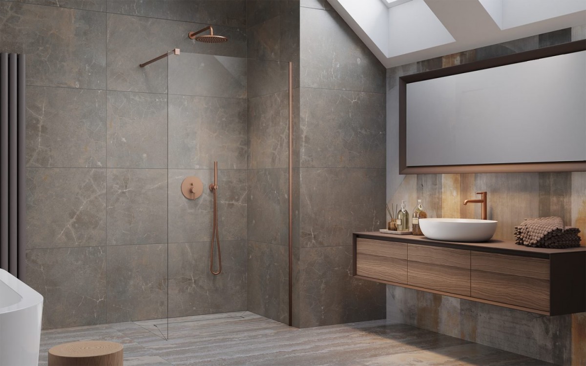 Душевая стенка Radaway Walk-in Modo New II Brushed Copper 90x200 прозрачное стекло / профиль брашированная медь Душевая стенка Radaway Walk-in Modo New II Brushed Copper 90x200 прозрачное стекло / профиль брашированная медь