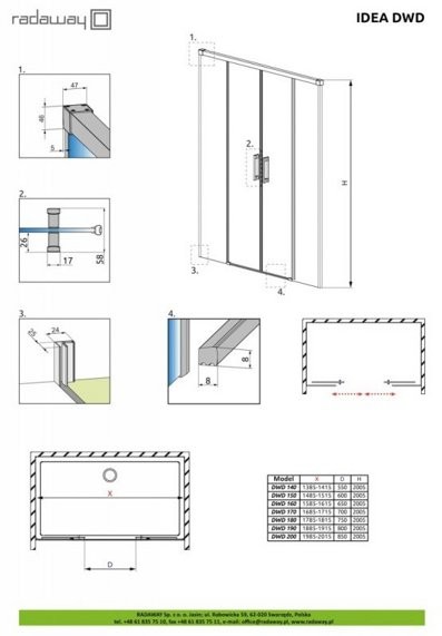 Душевая дверь Radaway Idea DWD 150х200 стекло прозрачное Душевая дверь Radaway Idea DWD 150х200 стекло прозрачное