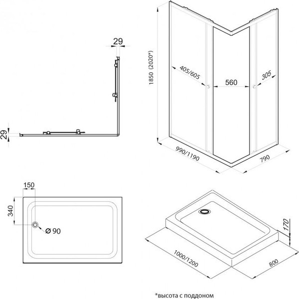 Душевой уголок Triton Вента Голд А1 120х80 (прозрачный, без поддона) Душевой уголок Triton Вента Голд А1 120х80 (прозрачный, без поддона)