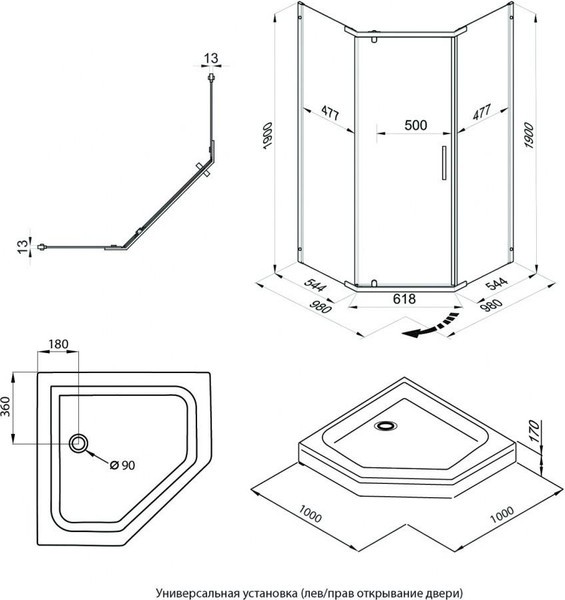 Душевой уголок Triton Дека Голд 100х100 (без поддона) Душевой уголок Triton Дека Голд 100х100 (без поддона)