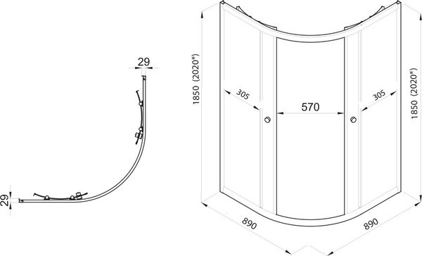 Душевой уголок Saniteco SNT-803 90х90 без поддона (хром/прозрачное стекло) Душевой уголок Saniteco SNT-803 90х90 без поддона (хром/прозрачное стекло)