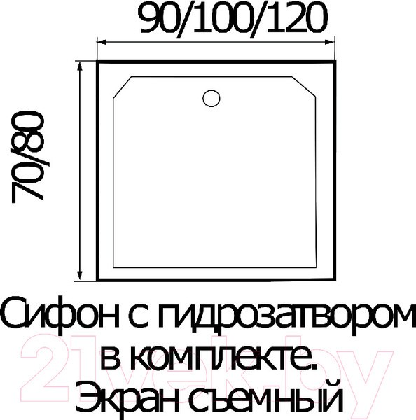 Душевой поддон Wemor 100/80/24 S Душевой поддон Wemor 100/80/24 S