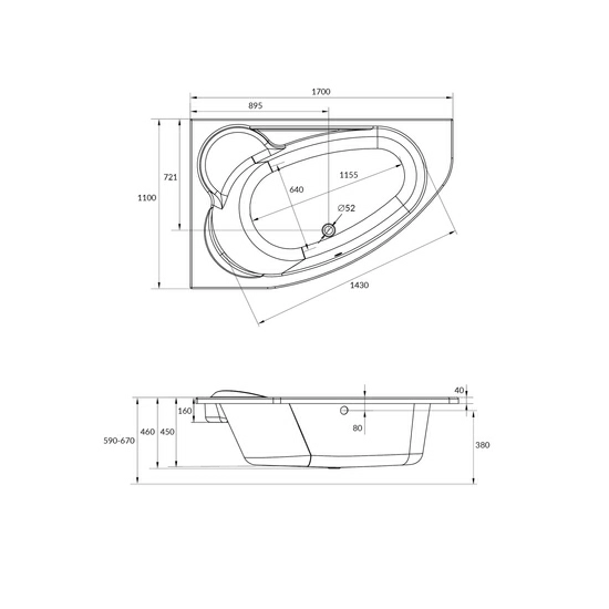 Ванна акриловая Cersanit Kaliope 170x110 L (с ножками и экраном) Ванна акриловая Cersanit Kaliope 170x110 L (с ножками и экраном)