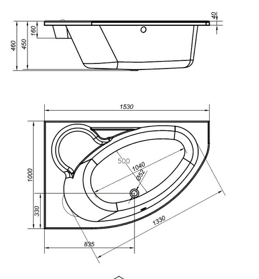 Ванна акриловая Cersanit Kaliope 153x100 L (с каркасом) Ванна акриловая Cersanit Kaliope 153x100 L (с каркасом)