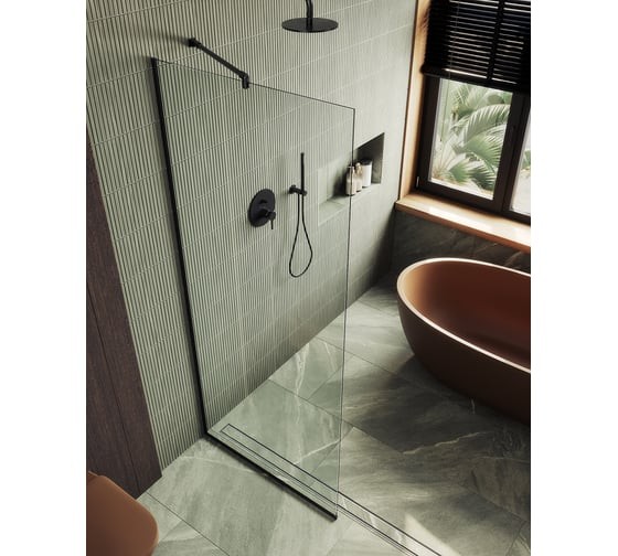 Душевая стенка MaybahGlass 195x89 / MGD-689-6у (прозрачное стекло/черный) Душевая стенка MaybahGlass 195x89 / MGD-689-6у (прозрачное стекло/черный)