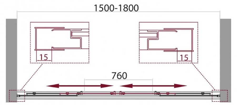 Душевая дверь BelBagno UNIQUE-BF-2-150/180-P-Cr Душевая дверь BelBagno UNIQUE-BF-2-150/180-P-Cr