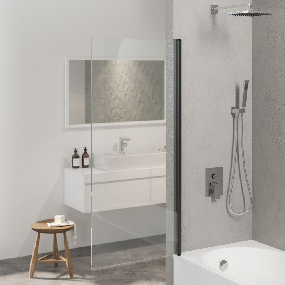 Шторка на ванну Berges River S Black 90x145 стекла прозрачные, профиль черный Шторка на ванну Berges River S Black 90x145 стекла прозрачные, профиль черный