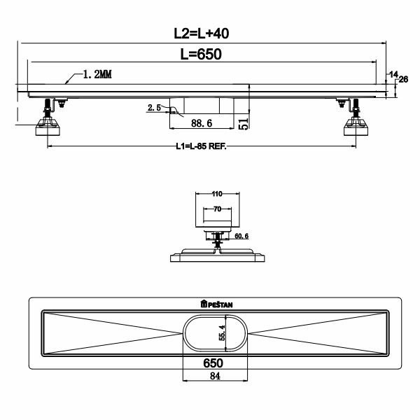 Душевой лоток Pestan Confluo Titan Line 650 2в1 хром матовый Душевой лоток Pestan Confluo Titan Line 650 2в1 хром матовый
