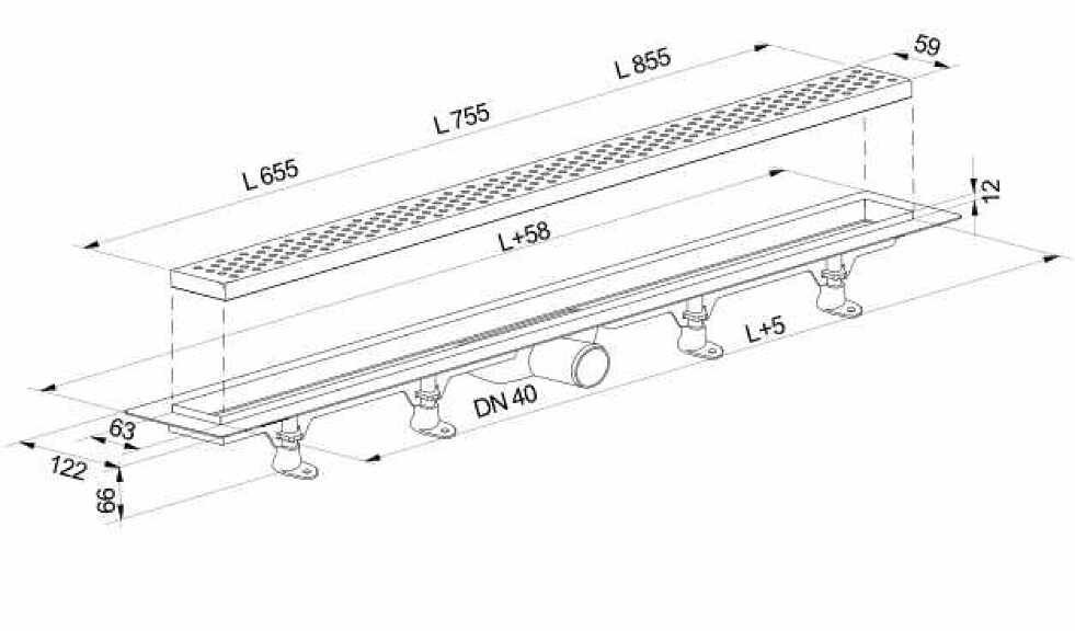 Душевой лоток PlastBrno Design 5 450 + переходник 50 SZE5390 Душевой лоток PlastBrno Design 5 450 + переходник 50 SZE5390