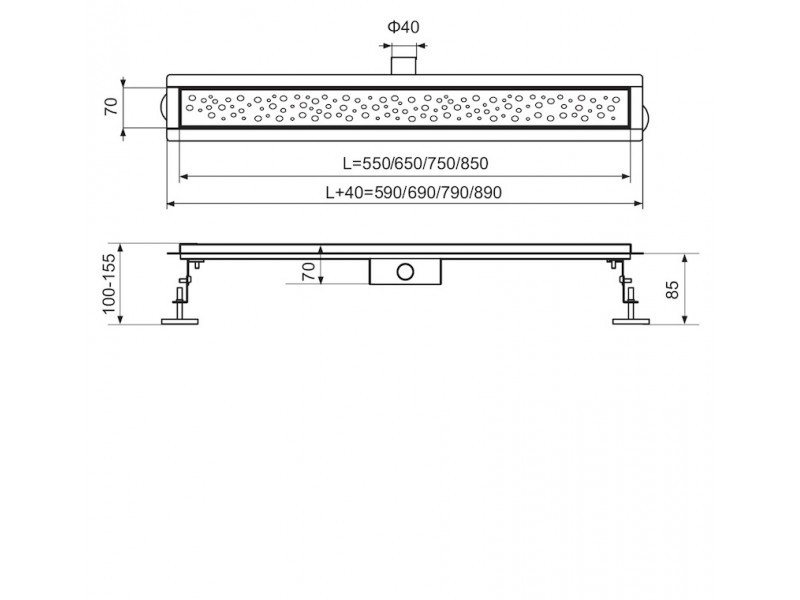 Душевой трап Tim 70x850 / BAD418502 Душевой трап Tim 70x850 / BAD418502