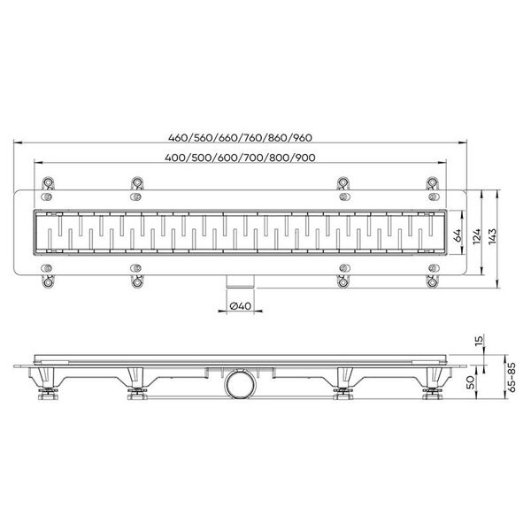 Душевой трап Veconi Stesso VS400GR, 40 см, решетка под плитку, графит брашинг Душевой трап Veconi Stesso VS400GR, 40 см, решетка под плитку, графит брашинг