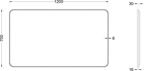 Зеркало Roxen Simon Black Long 120x70 с подсветкой Зеркало Roxen Simon Black Long 120x70 с подсветкой