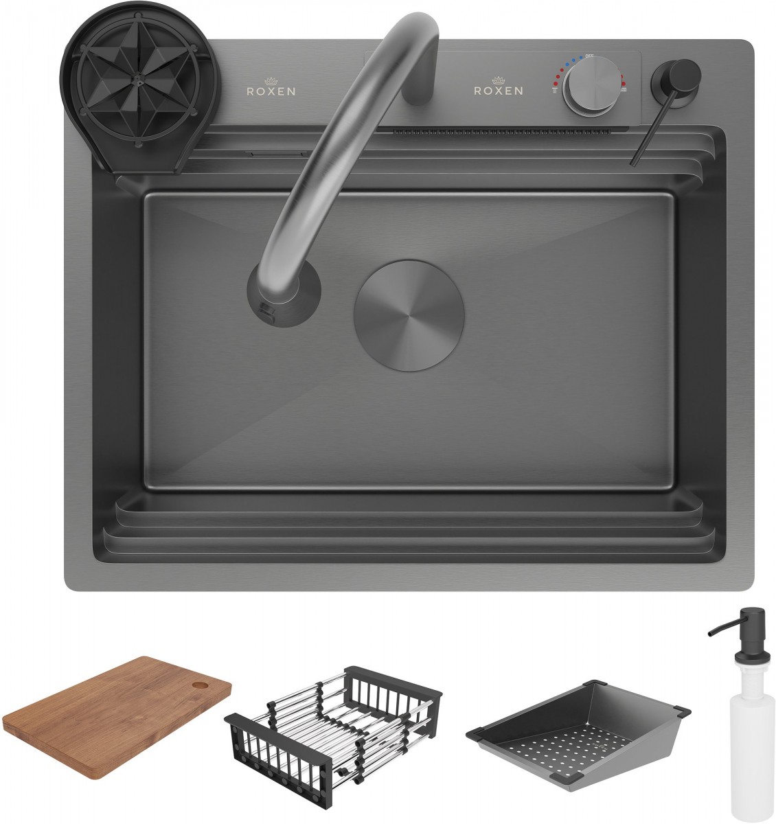 Кухонная мойка Roxen Stage Plus 560250-60B 60x48 графит Кухонная мойка Roxen Stage Plus 560250-60B 60x48 графит