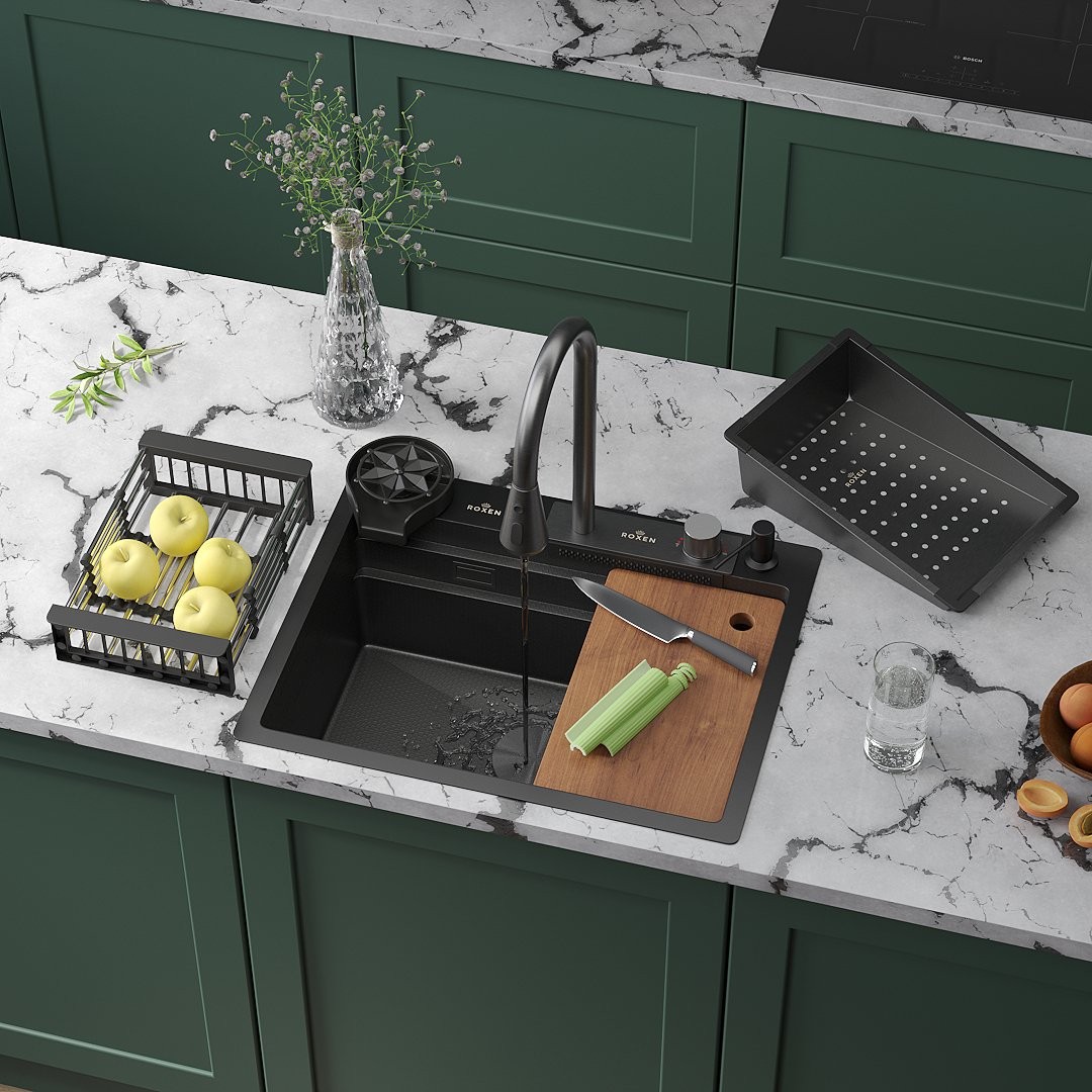 Кухонная мойка Roxen Stage Plus 560250-60-BS 60x48 текстурный графит Кухонная мойка Roxen Stage Plus 560250-60-BS 60x48 текстурный графит