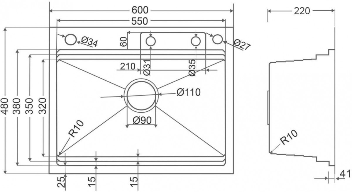 Кухонная мойка Roxen Stage Plus 560250-60-BS 60x48 текстурный графит Кухонная мойка Roxen Stage Plus 560250-60-BS 60x48 текстурный графит