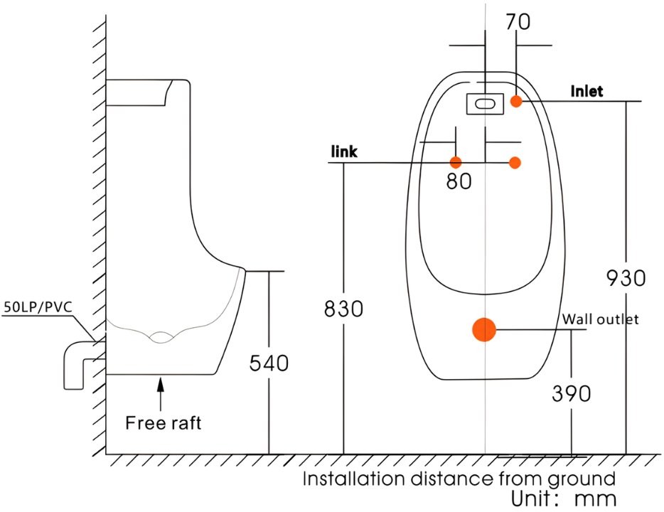 Писсуар подвесной Roxen UR8050 сенсорный Писсуар подвесной Roxen UR8050 сенсорный