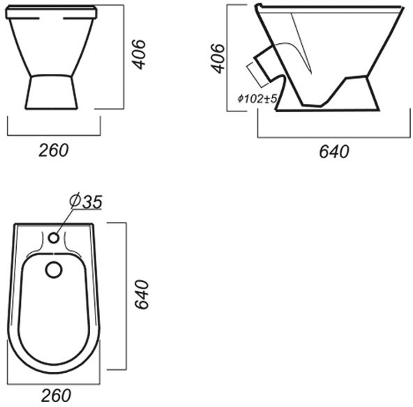 Биде напольное Sanita Самарское 26x64 Биде напольное Sanita Самарское 26x64