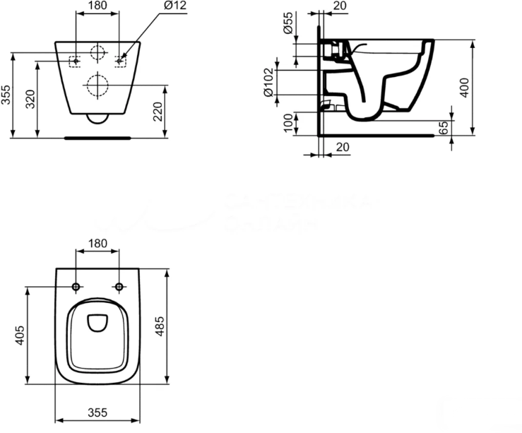 Унитаз подвесной Ideal Standard i.life S T459201+T532901 35,5x48,5 сиденье Duroplast, микролифт Унитаз подвесной Ideal Standard i.life S T459201+T532901 35,5x48,5 сиденье Duroplast, микролифт