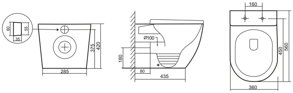 Унитаз приставной Abber Bequem AC1111TMB 36x56 сиденье Duroplast, микролифт, черный матовый (смыв торнадо) Унитаз приставной Abber Bequem AC1111TMB 36x56 сиденье Duroplast, микролифт, черный матовый (смыв торнадо)