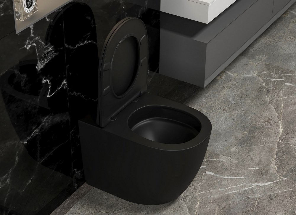 Унитаз приставной Abber Bequem AC1111TMB 36x56 сиденье Duroplast, микролифт, черный матовый (смыв торнадо) Унитаз приставной Abber Bequem AC1111TMB 36x56 сиденье Duroplast, микролифт, черный матовый (смыв торнадо)