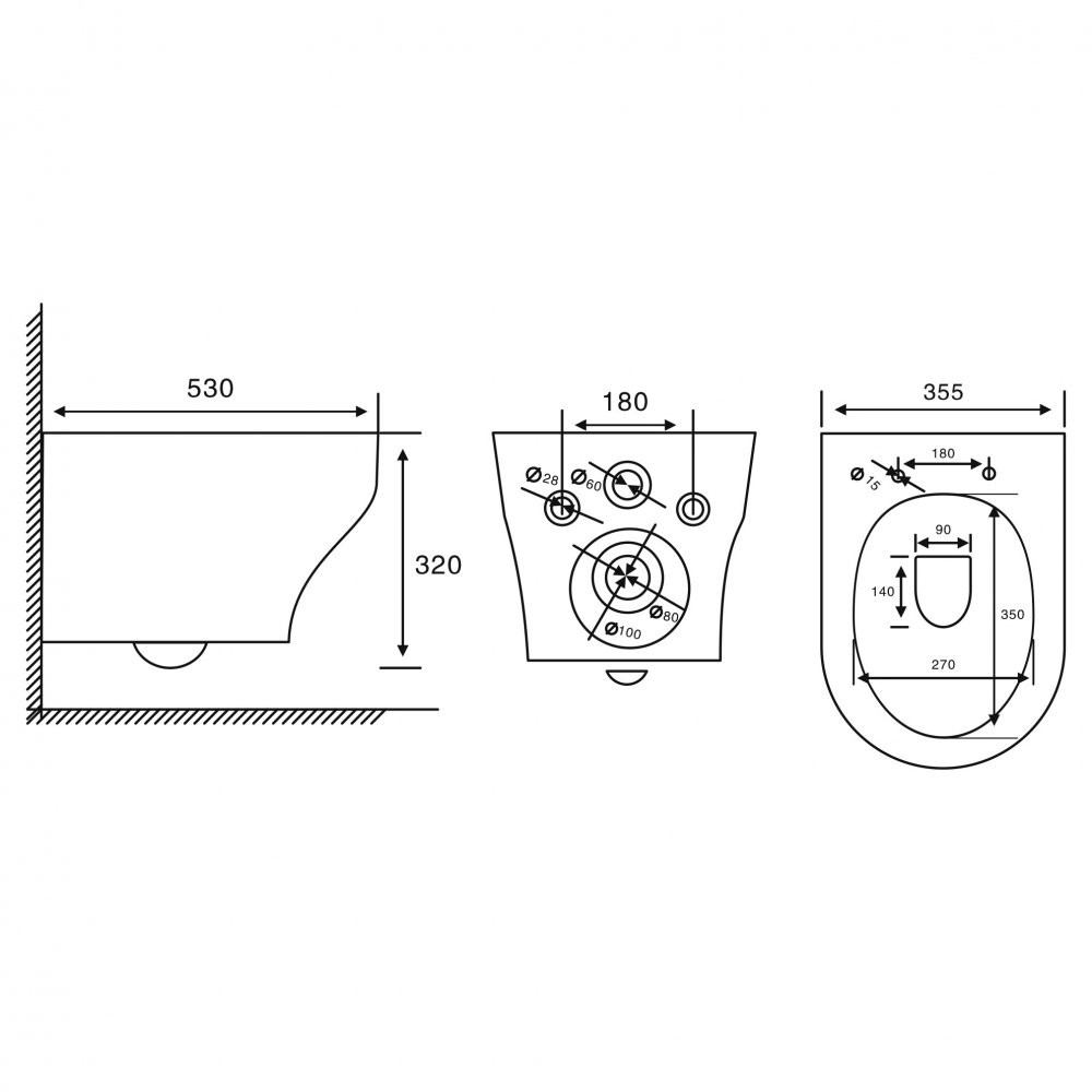 Унитаз подвесной Abber Bequem AC1128 безободковый белый (смыв торнадо) Унитаз подвесной Abber Bequem AC1128 безободковый белый (смыв торнадо)