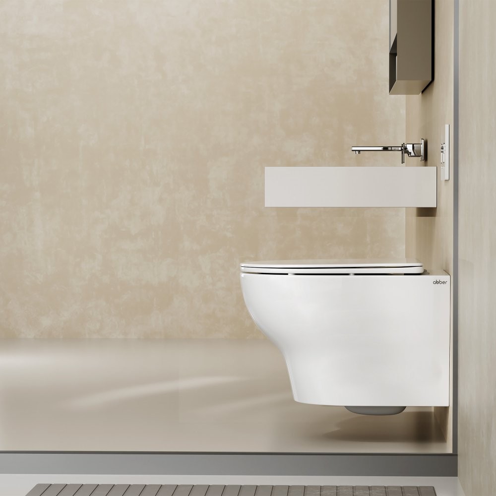 Унитаз подвесной Abber Bequem AC1128 безободковый белый (смыв торнадо) Унитаз подвесной Abber Bequem AC1128 безободковый белый (смыв торнадо)