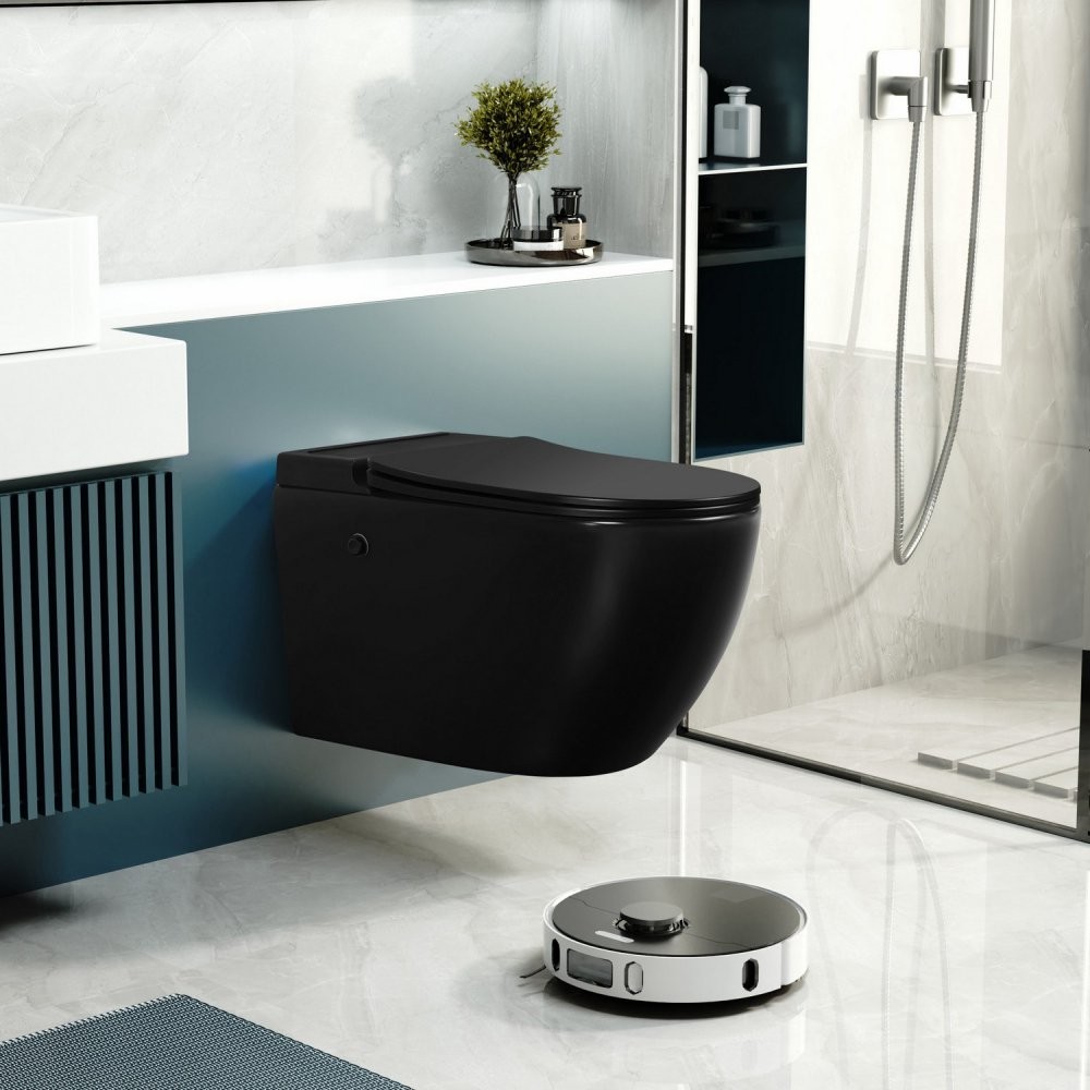 Унитаз подвесной Abber Bequem AC1108PMB 36x58 черный матовый SoftClose с импульсным смывом Унитаз подвесной Abber Bequem AC1108PMB 36x58 черный матовый SoftClose с импульсным смывом