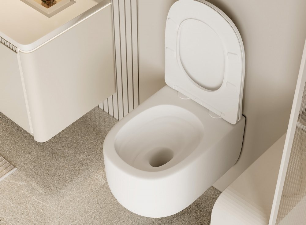 Унитаз подвесной Abber Bequem AC1104TMW 36x53 безободковый SoftClose белый матовый (смыв торнадо) Унитаз подвесной Abber Bequem AC1104TMW 36x53 безободковый SoftClose белый матовый (смыв торнадо)