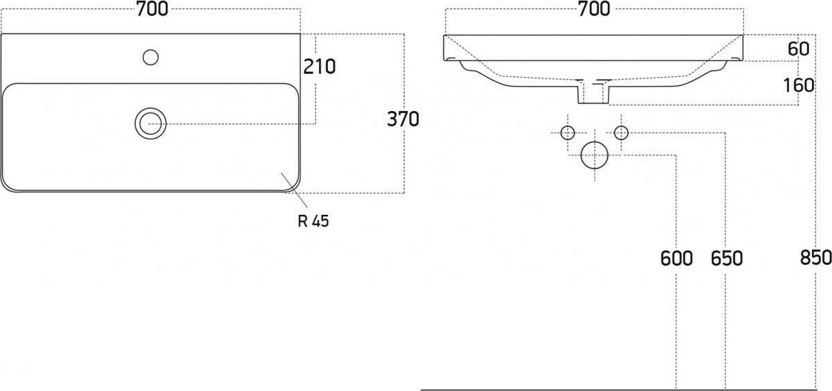 Умывальник мебельный Dreja Luxury Mini 70x37 белый Умывальник мебельный Dreja Luxury Mini 70x37 белый