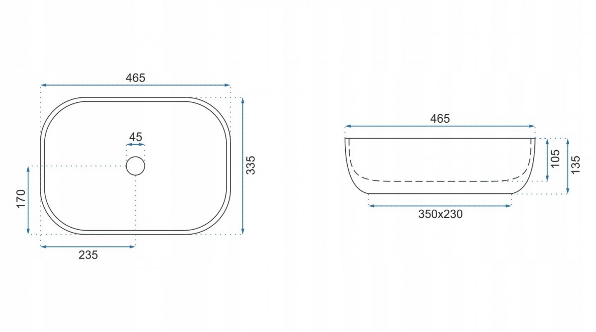 Умывальник Rea Livia Stone 46,5x33,5 Умывальник Rea Livia Stone 46,5x33,5