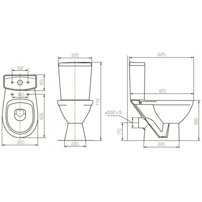 Унитаз-компакт Rosa Соло 35x62.5 сиденье полипропилен Унитаз-компакт Rosa Соло 35x62.5 сиденье полипропилен