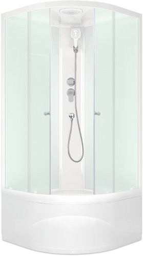 Душевая кабина Domani-Spa Delight Slim 110 High 100x100 сатин матированное стекло / белые стенки с крышей Душевая кабина Domani-Spa Delight Slim 110 High 100x100 сатин матированное стекло / белые стенки с крышей