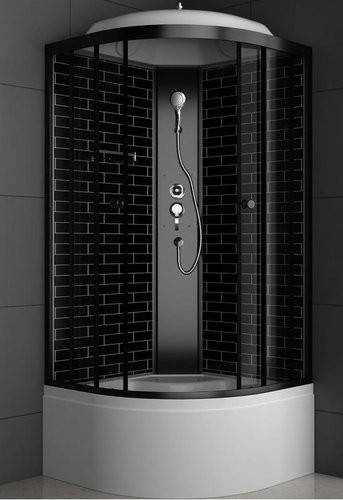 Душевая кабина ODA 5001BT 90x90 тонированное стекло / задние стенки с рисунком чёрный кирпич Душевая кабина ODA 5001BT 90x90 тонированное стекло / задние стенки с рисунком чёрный кирпич