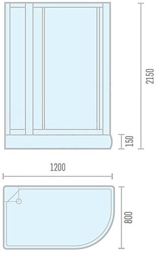 Гидромассажная душевая кабина ODA 8037NTR 120x80 правая Гидромассажная душевая кабина ODA 8037NTR 120x80 правая