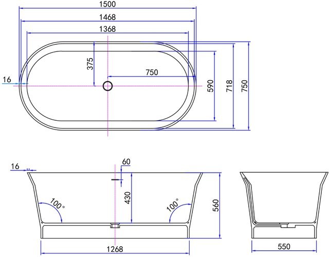 Ванна из искусственного камня Roxen Adel 200200-1575 150x75 Ванна из искусственного камня Roxen Adel 200200-1575 150x75