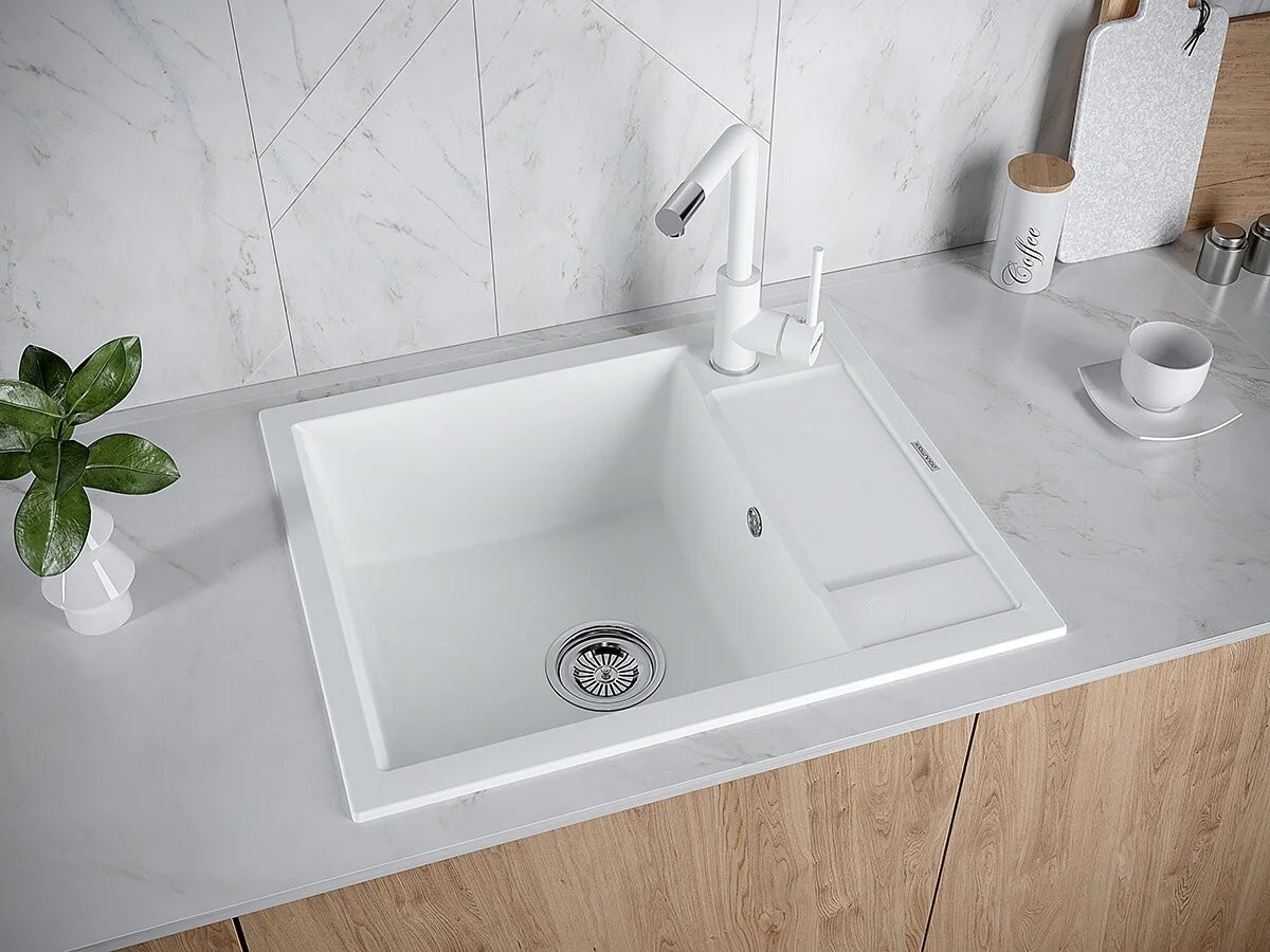 Мойка кухонная Paulmark Optimum PM216050-WH 60x50 белая Мойка кухонная Paulmark Optimum PM216050-WH 60x50 белая