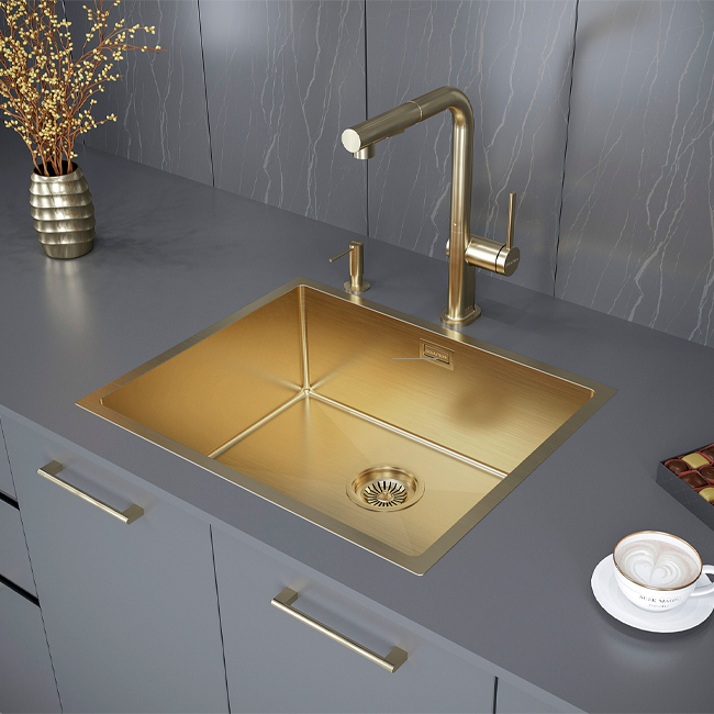 Мойка кухонная Paulmark Next-540 PM215444-BG брашированное золото Мойка кухонная Paulmark Next-540 PM215444-BG брашированное золото