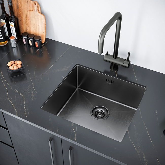 Мойка кухонная Paulmark Marx PM214844-GM вороненая сталь Мойка кухонная Paulmark Marx PM214844-GM вороненая сталь
