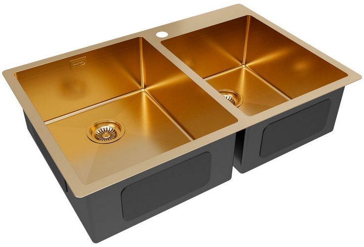 Мойка кухонная Paulmark Kroner 78/2S PM237851-BG брашированное золото Мойка кухонная Paulmark Kroner 78/2S PM237851-BG брашированное золото